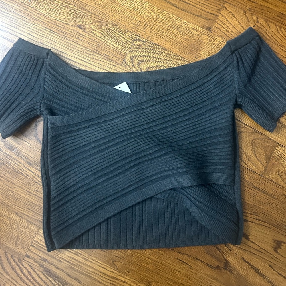 Aerie Charcoal Ribbed Knit Top